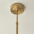 120635 Stamford 5 Light Pendant Brushed Aged Brass Plate & Clear Ribbed Glass