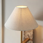 120636 Faro Wall Light Dark Brown Emperador Marble & Vintage Brass With Natural Linen