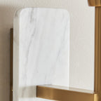 120638 Faro Wall Light White Volakas Marble & Vintage Brass With Natural Linen