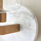 120660 Travi Wall Light White Volakas Marble, Vintage Brass & Clear Glass
