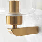 120660 Travi Wall Light White Volakas Marble, Vintage Brass & Clear Glass
