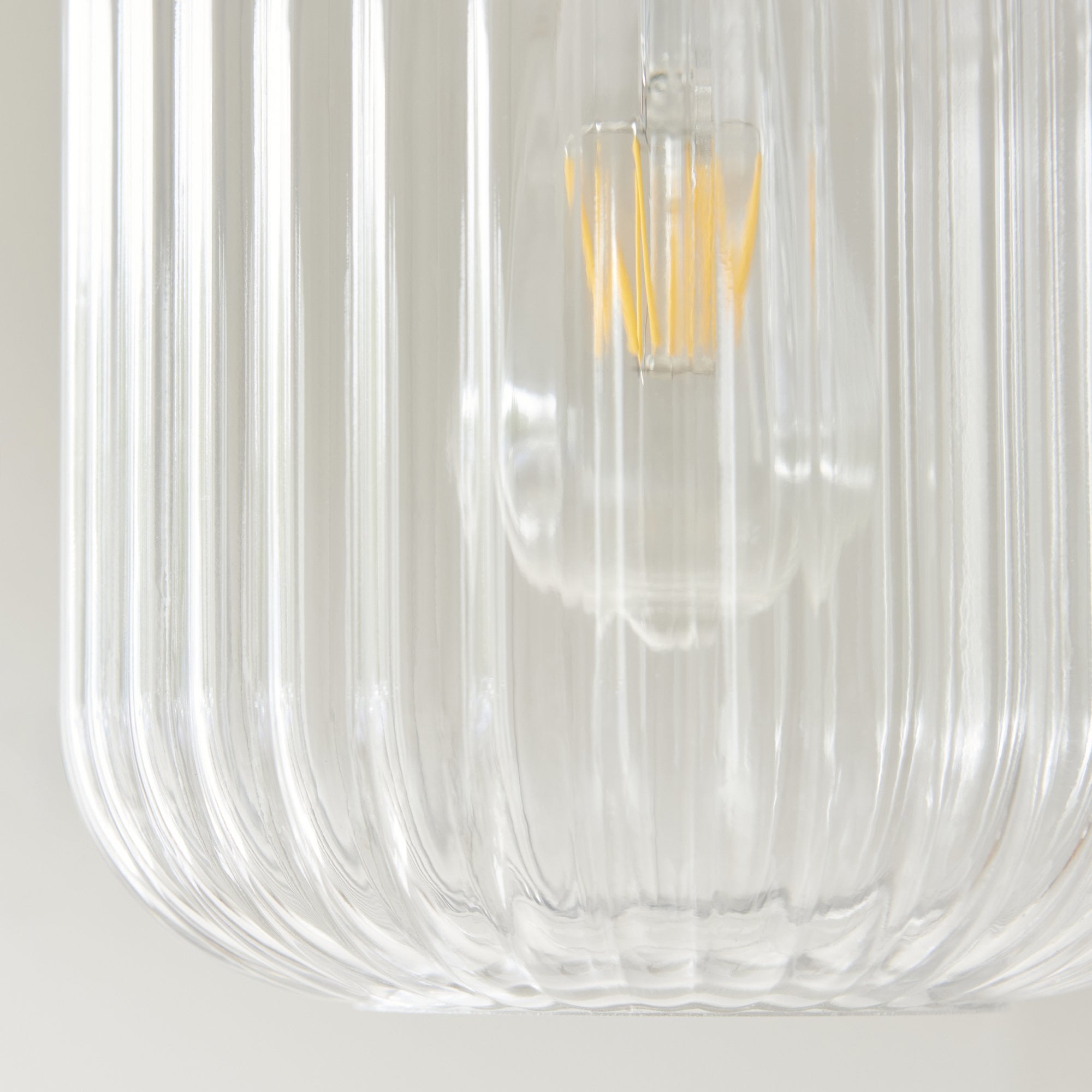 120664 Travi Ribbed Pendant Natural Travertine, Vintage Brass & Clear Ribbed Glass