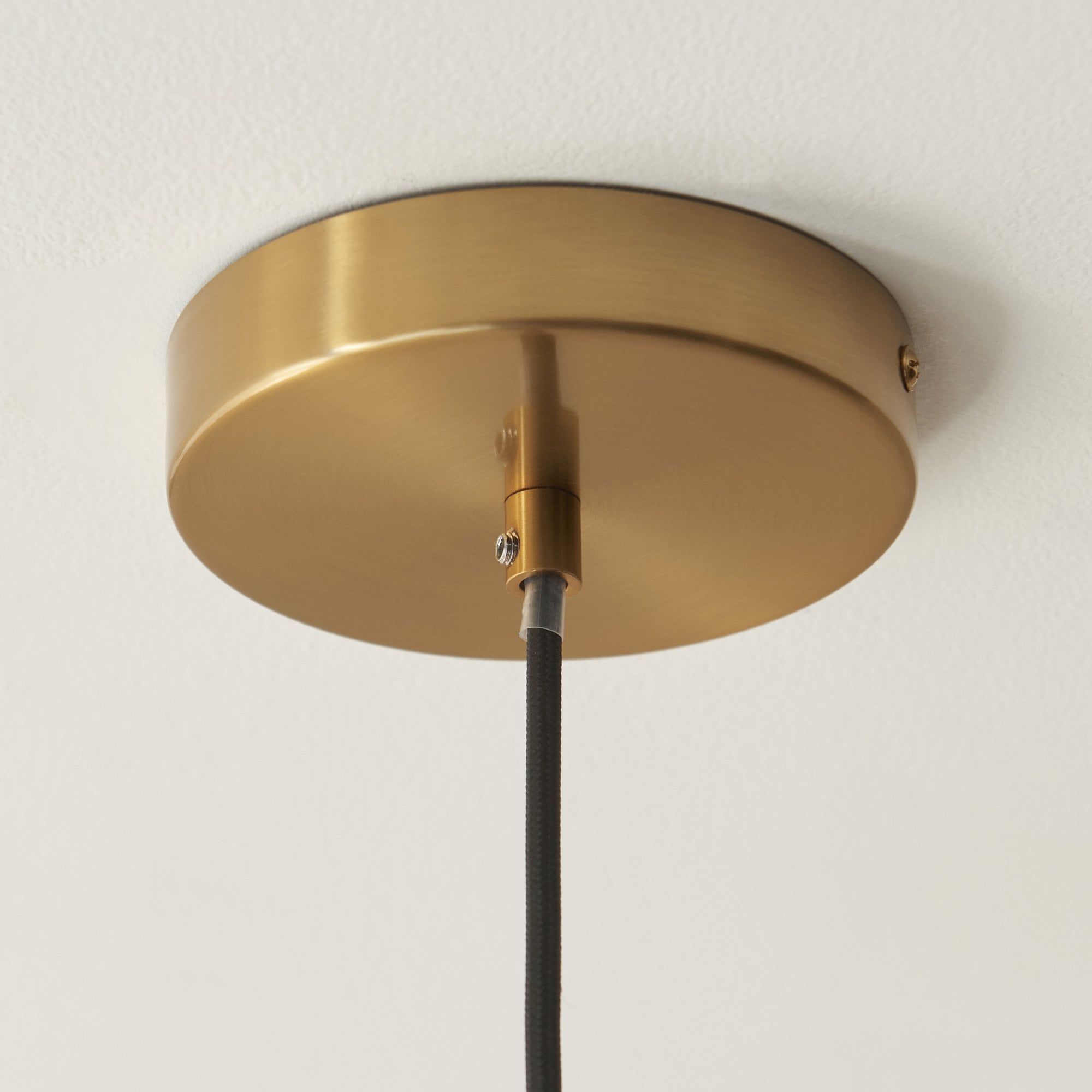 120667 Travi Ribbed Pendant White Volakas Marble, Vintage Brass & Clear Ribbed Glass