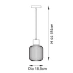 120667 Travi Ribbed Pendant White Volakas Marble, Vintage Brass & Clear Ribbed Glass