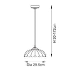120750 Eltham & Carnation Pendant Clear Glass & Brushed Aged Brass With Black Braided Cable