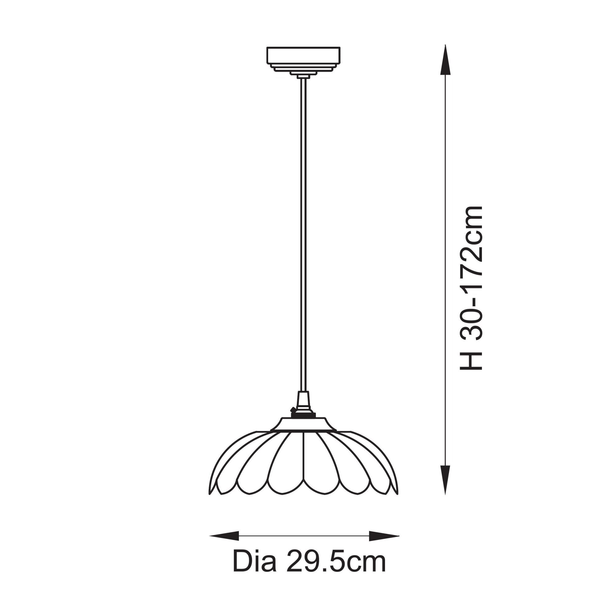 120750 Eltham & Carnation Pendant Clear Glass & Brushed Aged Brass With Black Braided Cable