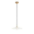 120751 Eltham & Orchid Pendant Clear Glass & Brushed Aged Brass With Black Braided Cable