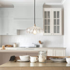 120752 Eltham & Camellia Pendant Clear Glass, Brushed Aged Brass Plate & Black Braided Flex