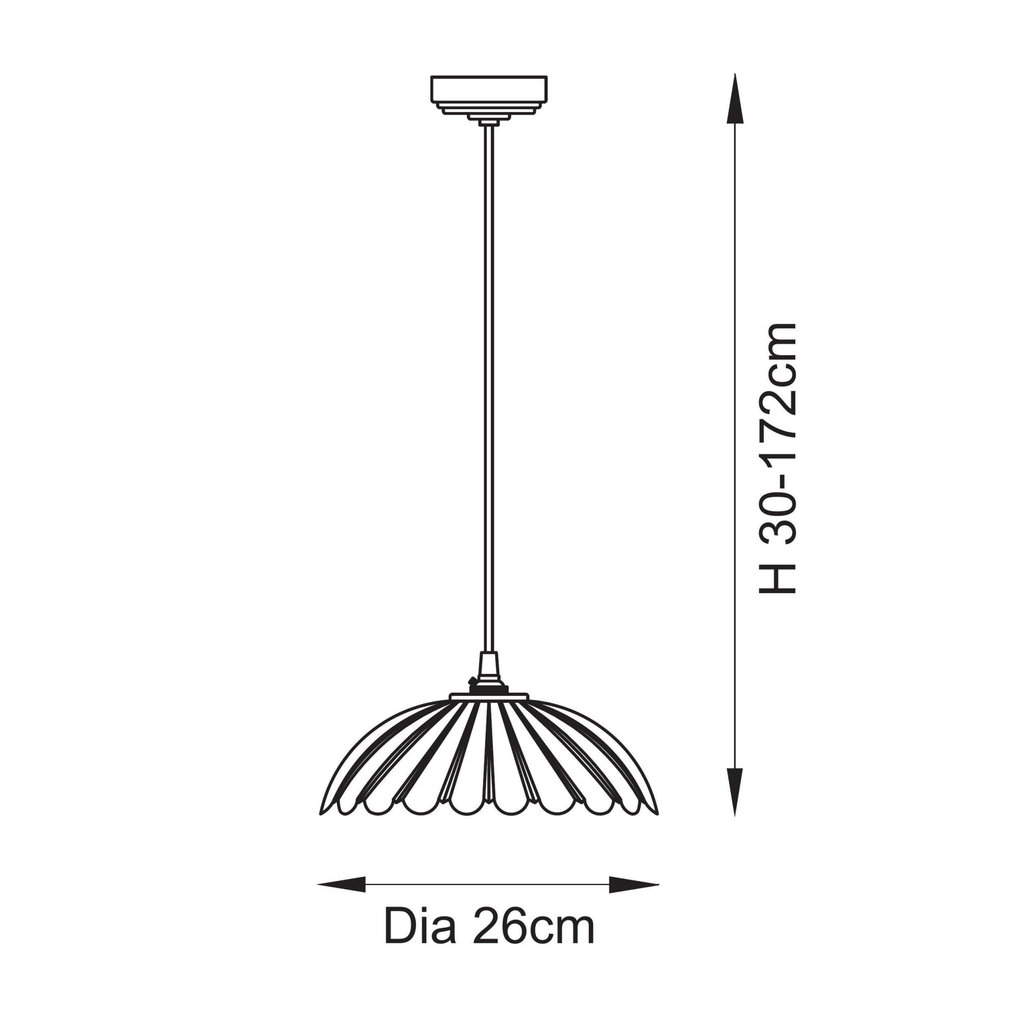 120752 Eltham & Camellia Pendant Clear Glass, Brushed Aged Brass Plate & Black Braided Flex