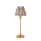 120754 Rise & Ikat 16cm Table Lamp Vintage Brass Finish & Pearl Grey Fabric