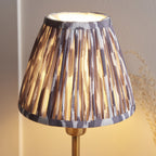 120754 Rise & Ikat 16cm Table Lamp Vintage Brass Finish & Pearl Grey Fabric