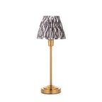 120754 Rise & Ikat 16cm Table Lamp Vintage Brass Finish & Pearl Grey Fabric