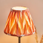120755 Rise & Zigzag 16cm Table Lamp Antique Bronze Plate & Apricot Orange Fabric