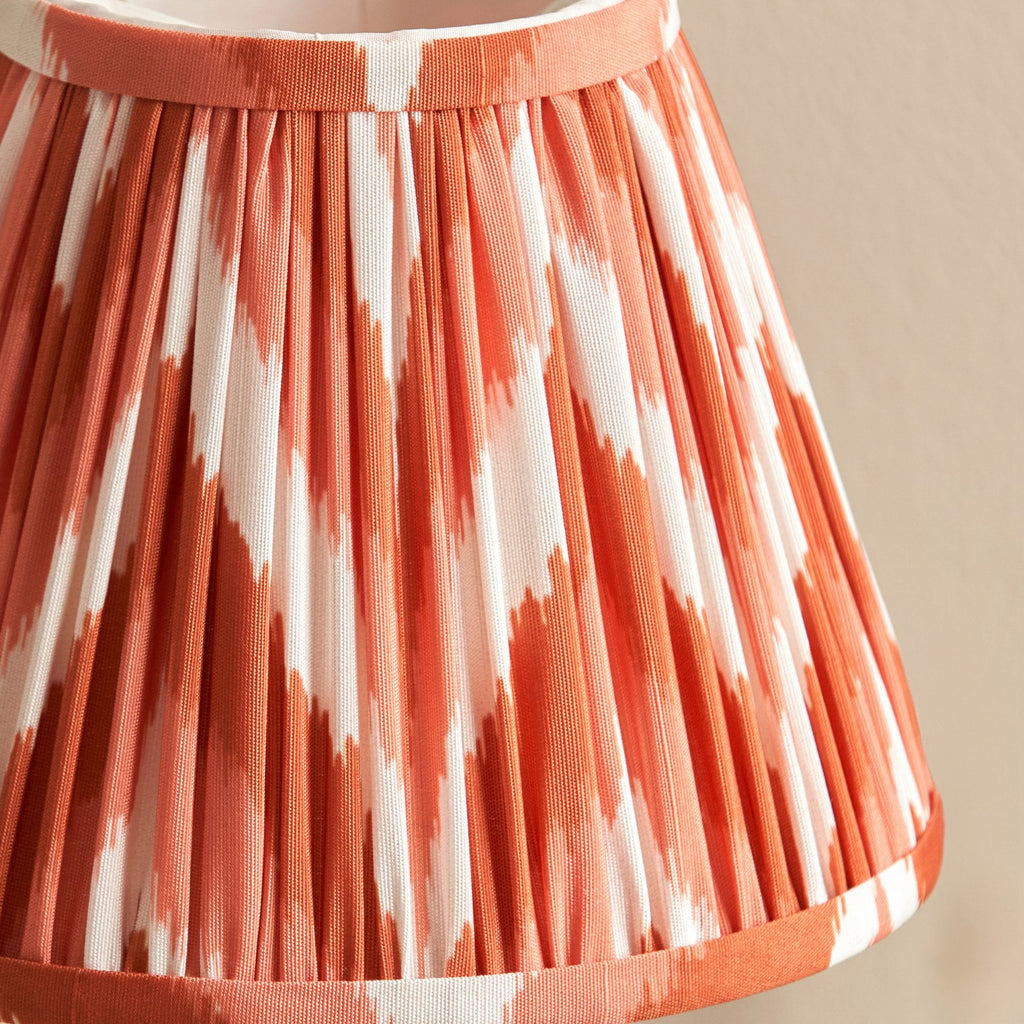 120755 Rise & Zigzag 16cm Table Lamp Antique Bronze Plate & Apricot Orange Fabric