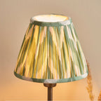 120756 Rise & Zigzag 16cm Table Lamp Antique Bronze Plate & Cotswold Green Fabric
