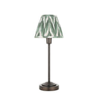 120756 Rise & Zigzag 16cm Table Lamp Antique Bronze Plate & Cotswold Green Fabric