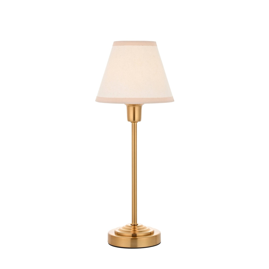 120937 Rise & Ivy 16cm Table Lamp Vintage Brass Finish & Vintage White Fabric