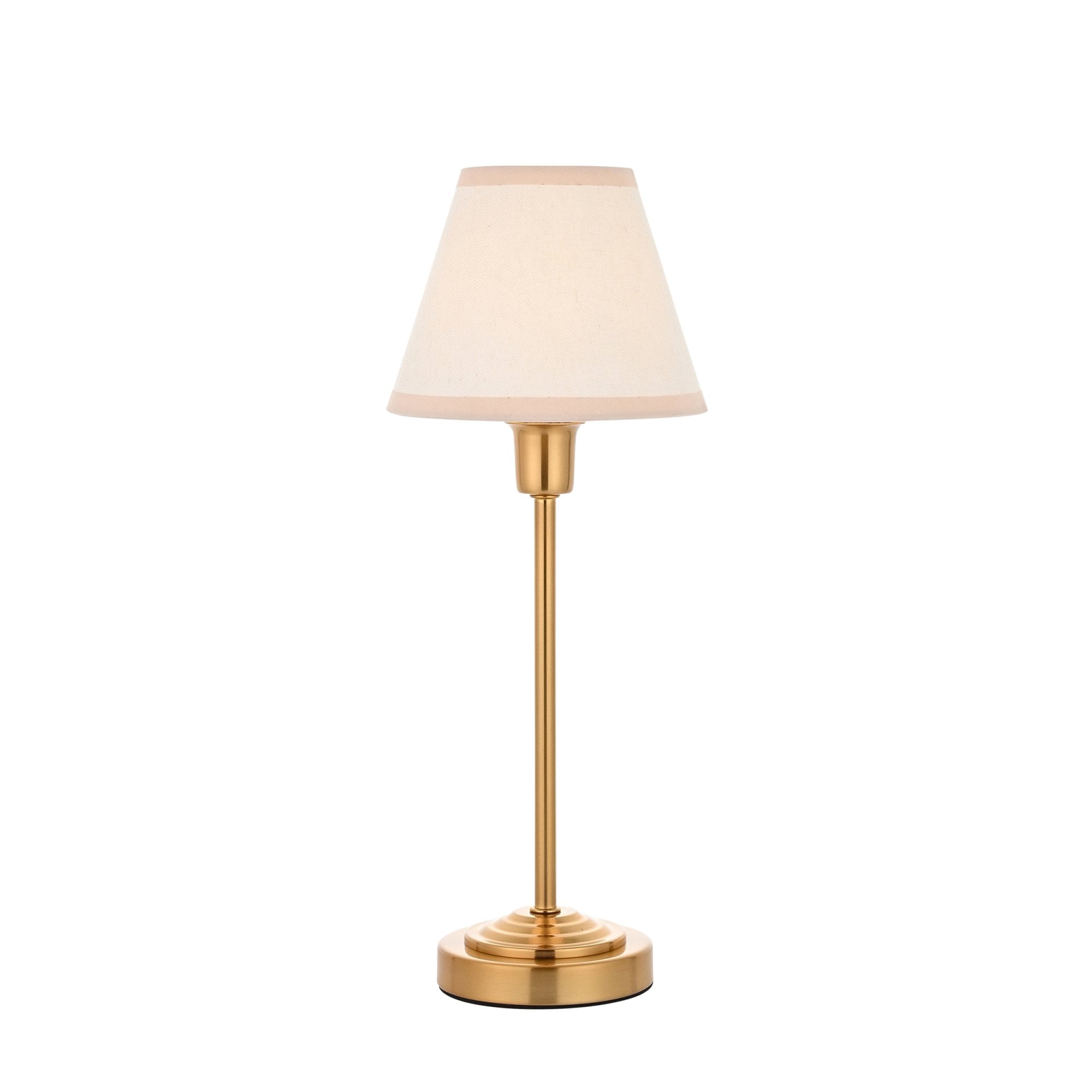 120937 Rise & Ivy 16cm Table Lamp Vintage Brass Finish & Vintage White Fabric