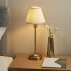 120937 Rise & Ivy 16cm Table Lamp Vintage Brass Finish & Vintage White Fabric