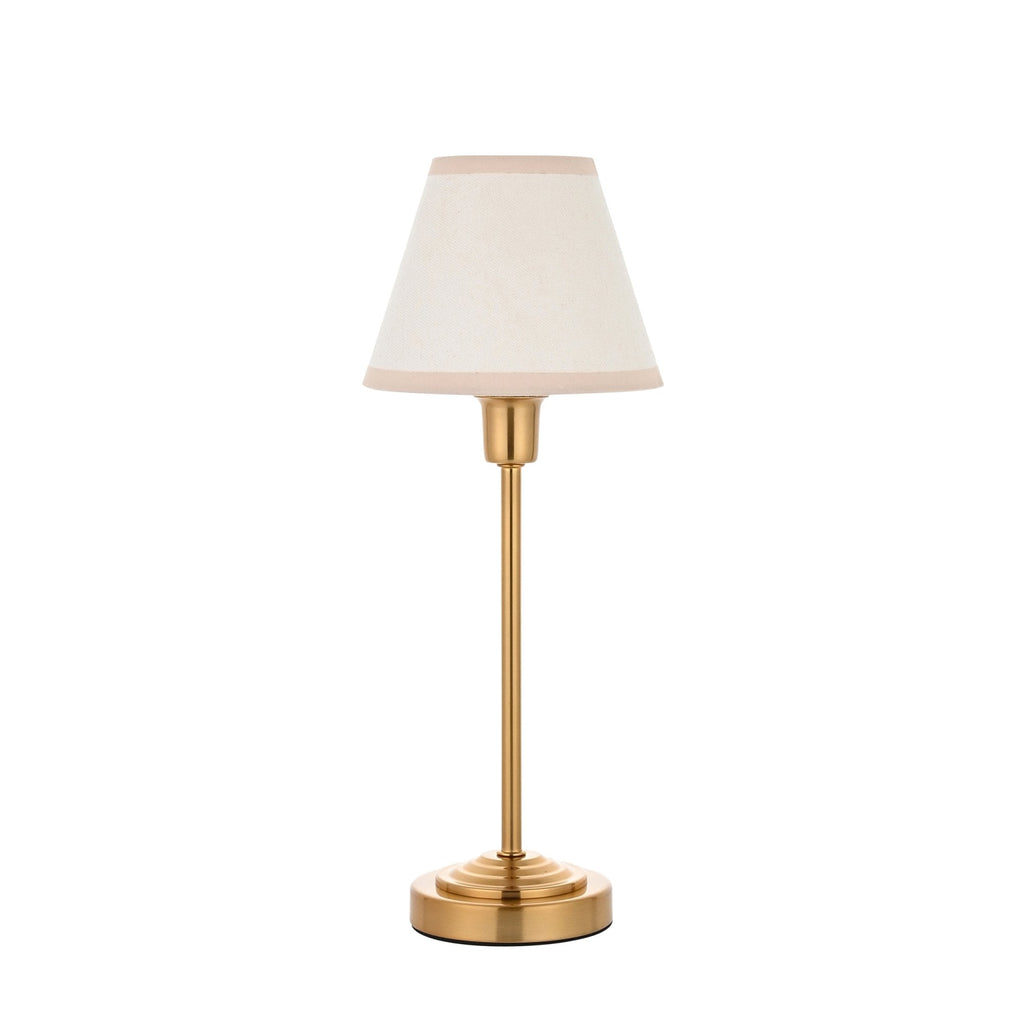 120937 Rise & Ivy 16cm Table Lamp Vintage Brass Finish & Vintage White Fabric