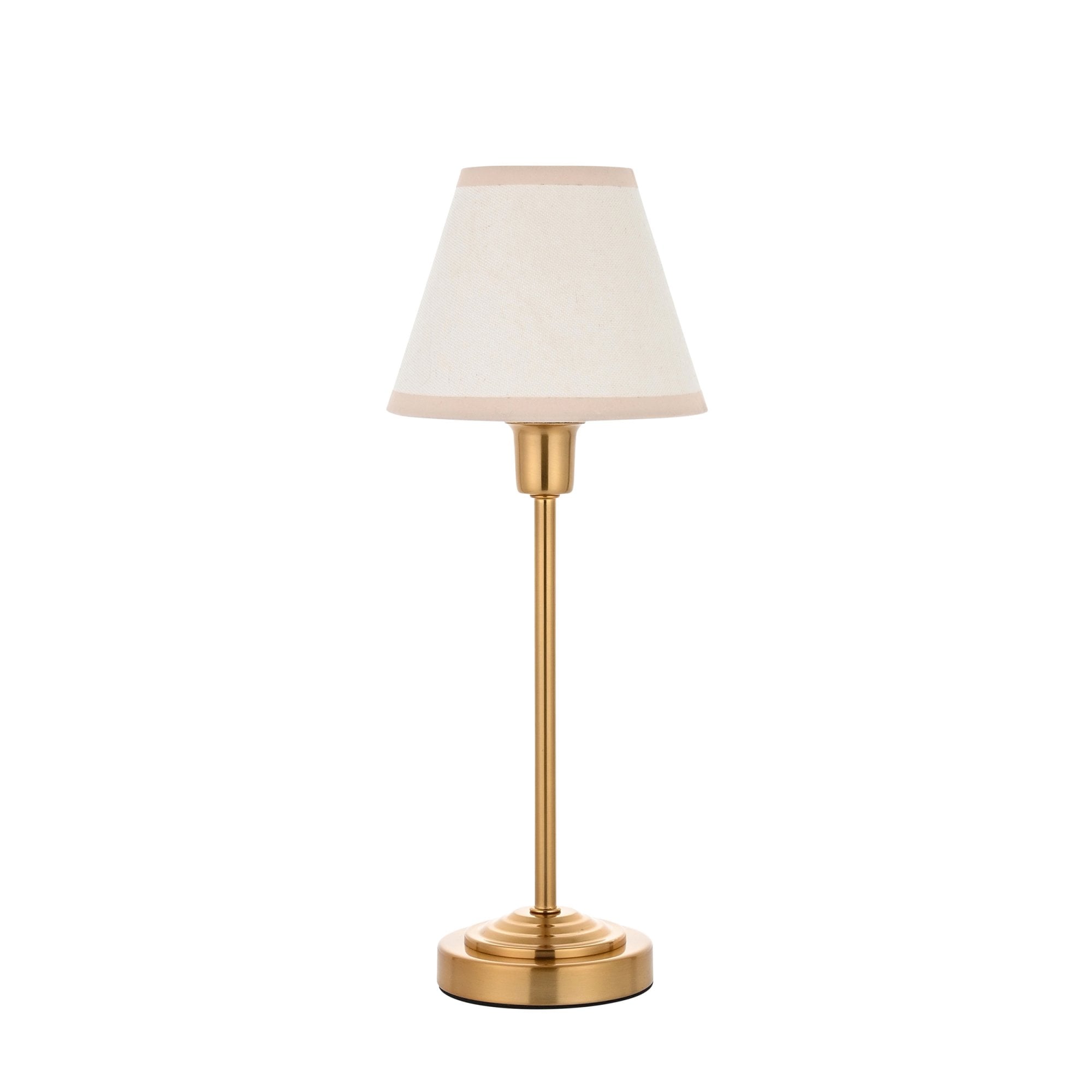 120937 Rise & Ivy 16cm Table Lamp Vintage Brass Finish & Vintage White Fabric
