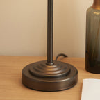 120938 Rise & Ivy 16cm Table Lamp Antique Bronze Plate & Vintage White Fabric