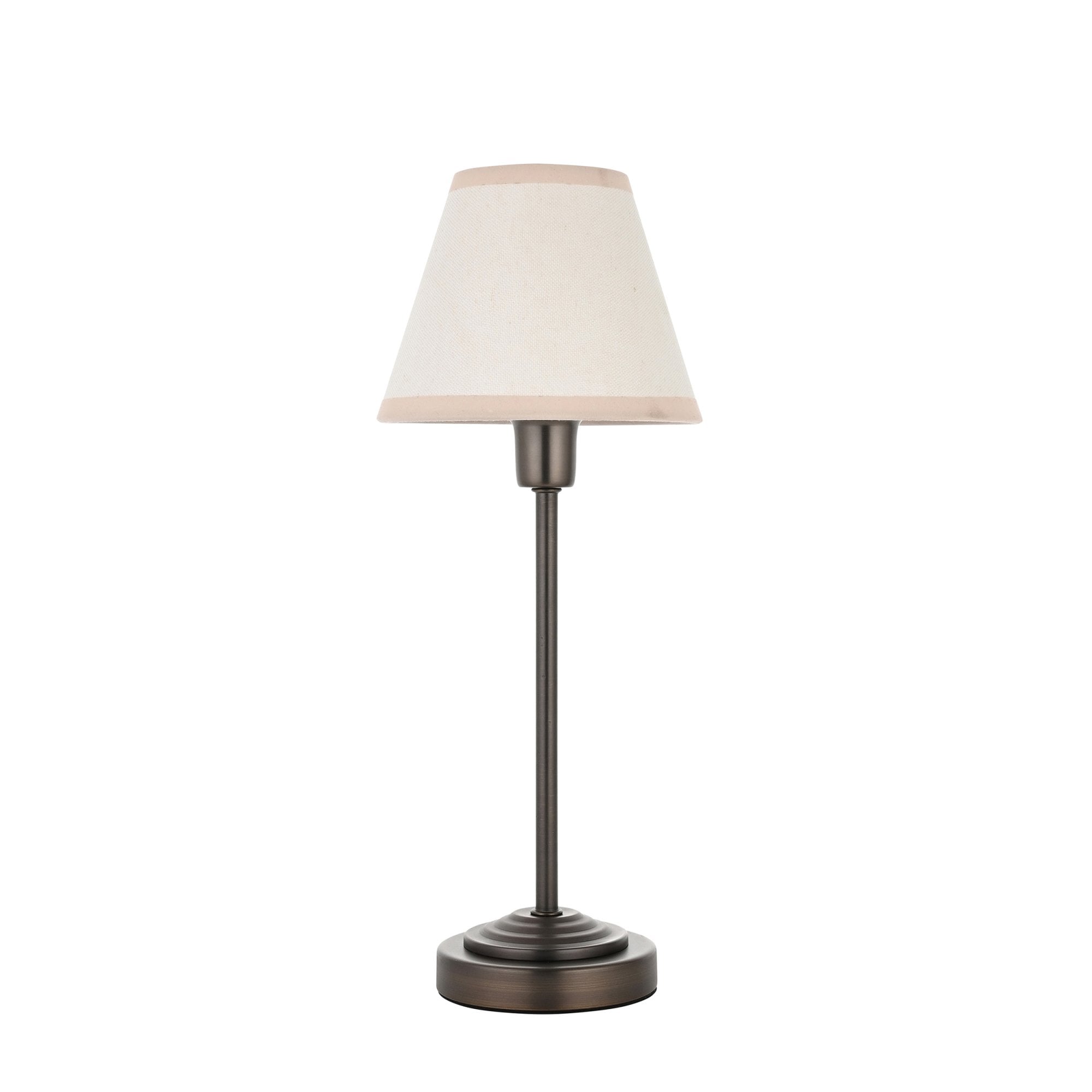 120938 Rise & Ivy 16cm Table Lamp Antique Bronze Plate & Vintage White Fabric