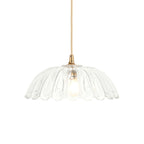 121003 Eltham & Carnation Pendant Clear Glass & Brushed Aged Brass With Natural Braided Cable