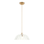 121003 Eltham & Carnation Pendant Clear Glass & Brushed Aged Brass With Natural Braided Cable