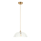 121003 Eltham & Carnation Pendant Clear Glass & Brushed Aged Brass With Natural Braided Cable