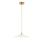 121004 Eltham & Orchid Pendant Clear Glass & Brushed Aged Brass With Natural Braided Cable