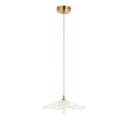 121004 Eltham & Orchid Pendant Clear Glass & Brushed Aged Brass With Natural Braided Cable
