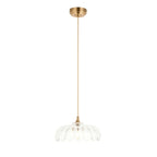 121005 Eltham & Camellia Pendant Clear Glass & Brushed Aged Brass With Natural Braided Cable