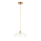121005 Eltham & Camellia Pendant Clear Glass & Brushed Aged Brass With Natural Braided Cable