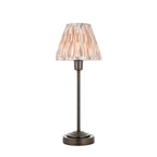 121006 Rise & Ikat 16cm Table Lamp Antique Bronze Plate & Neutral Print Fabric