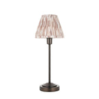 121006 Rise & Ikat 16cm Table Lamp Antique Bronze Plate & Neutral Print Fabric