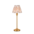 121014 Rise & Ikat 16cm Table Lamp Vintage Brass Finish & Neutral Print Fabric