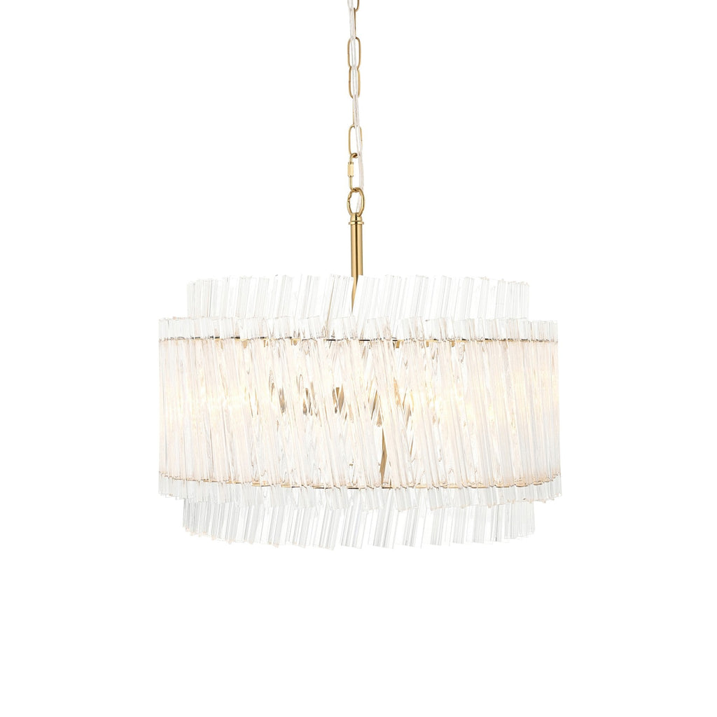 114214 3 Light Pendant Brushed Aged Brass Plate & Clear Glass