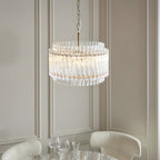 114214 3 Light Pendant Brushed Aged Brass Plate & Clear Glass