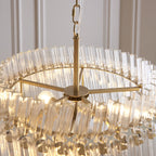 114214 3 Light Pendant Brushed Aged Brass Plate & Clear Glass