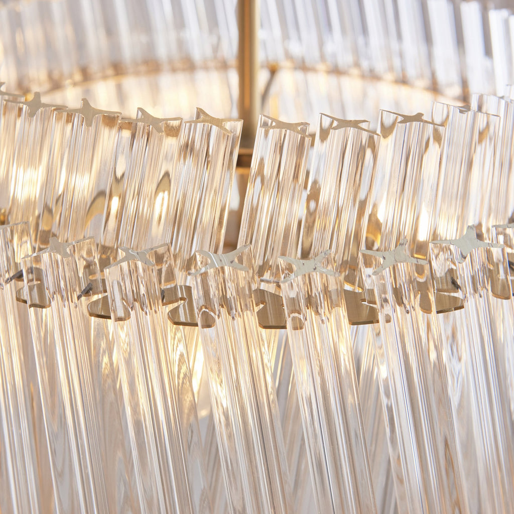 114214 3 Light Pendant Brushed Aged Brass Plate & Clear Glass