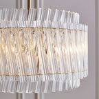 114214 3 Light Pendant Brushed Aged Brass Plate & Clear Glass