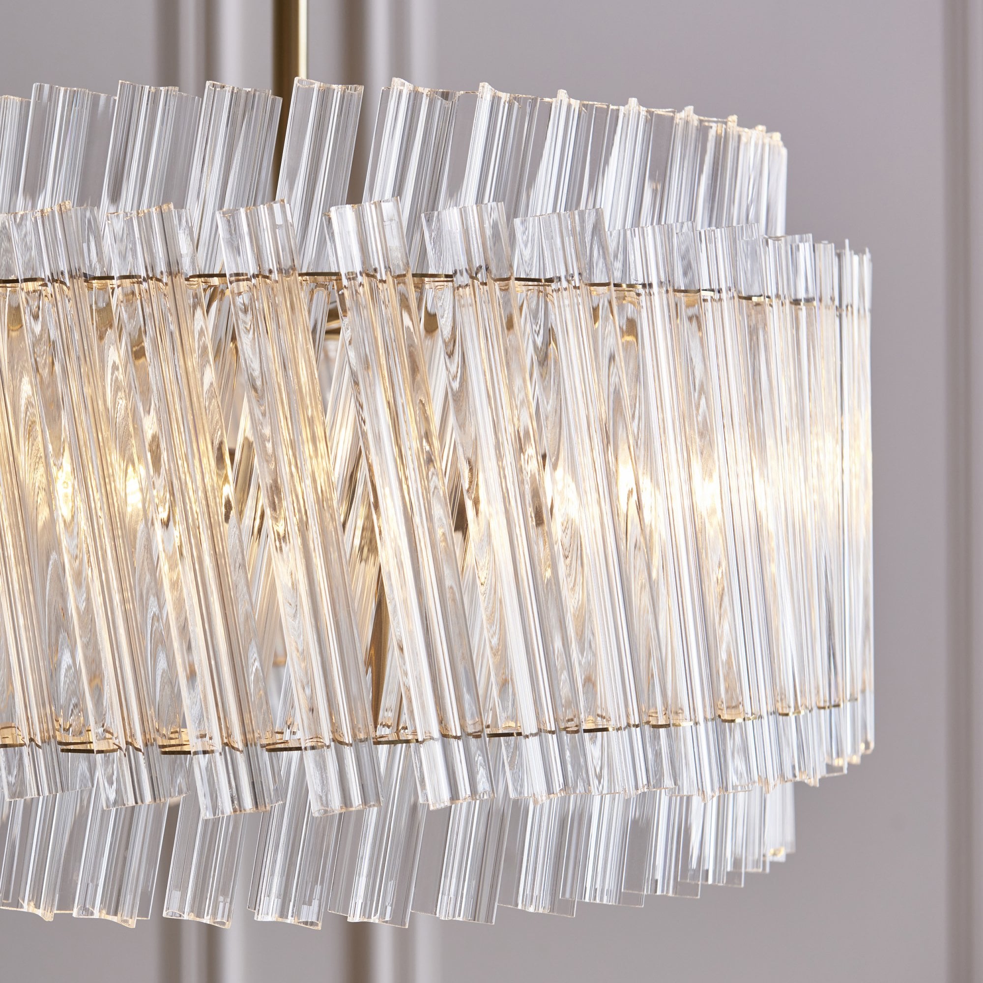 114214 3 Light Pendant Brushed Aged Brass Plate & Clear Glass