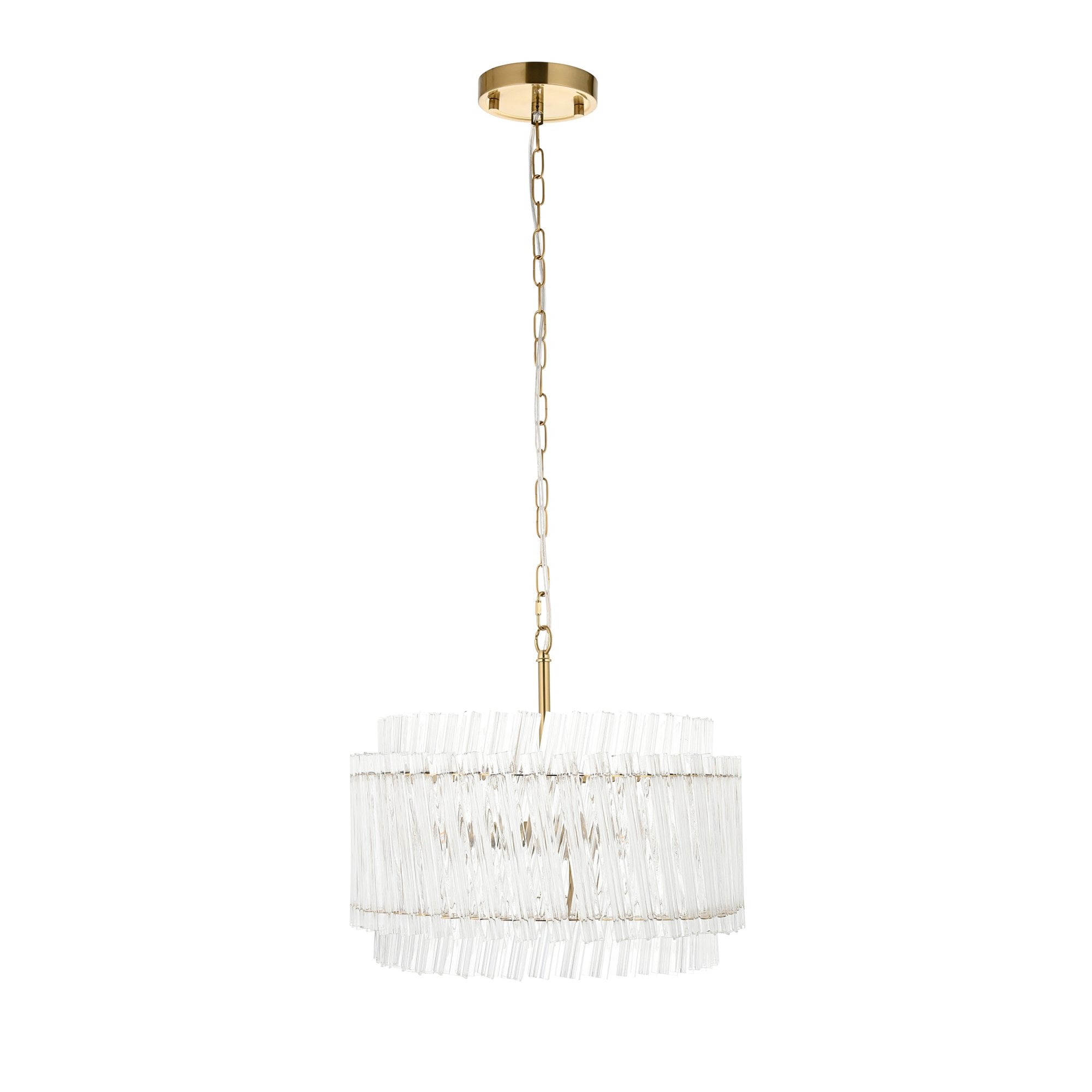 114214 3 Light Pendant Brushed Aged Brass Plate & Clear Glass