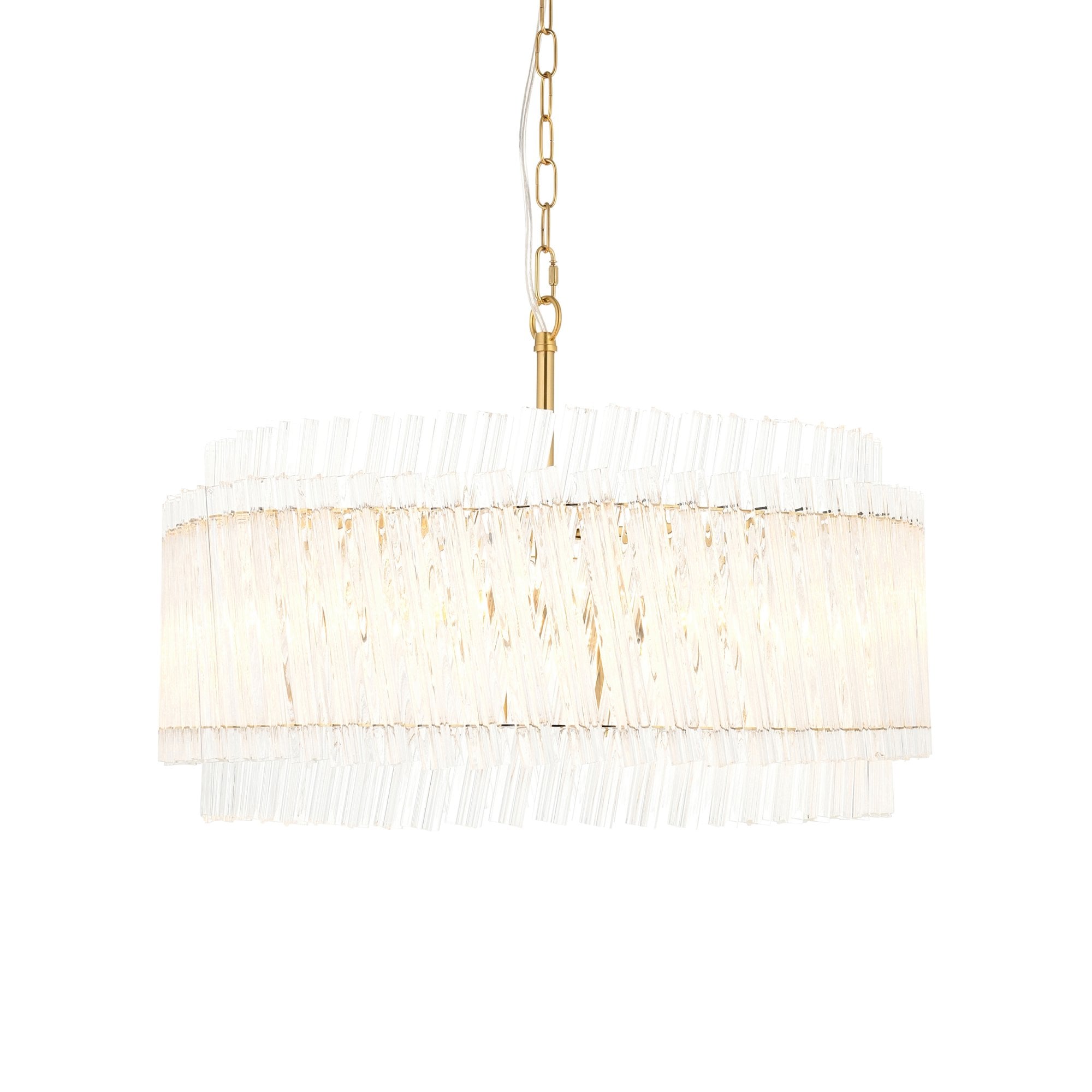 114215 5 Light Pendant Brushed Aged Brass Plate & Clear Glass