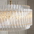 114215 5 Light Pendant Brushed Aged Brass Plate & Clear Glass