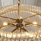 114215 5 Light Pendant Brushed Aged Brass Plate & Clear Glass