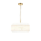 114215 5 Light Pendant Brushed Aged Brass Plate & Clear Glass