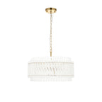 114215 5 Light Pendant Brushed Aged Brass Plate & Clear Glass