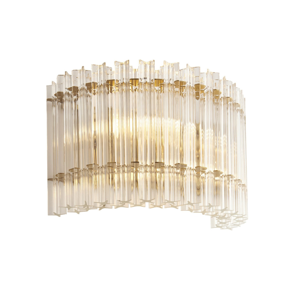 114217 2 Light Wall Light Brushed Aged Brass Plate & Clear Glass